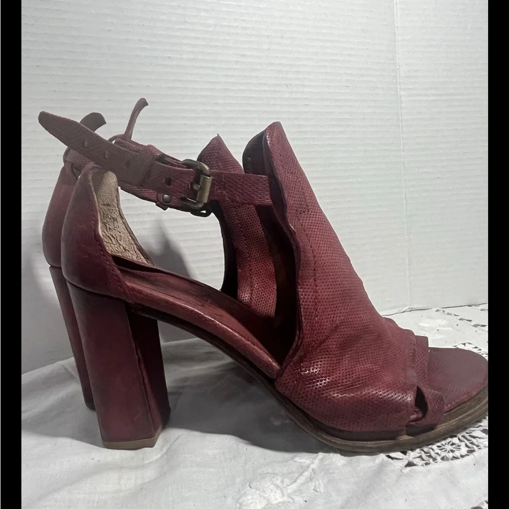 A.S.98 Women's Block Heel Sandals - Deep Red - Picture 8 of 8